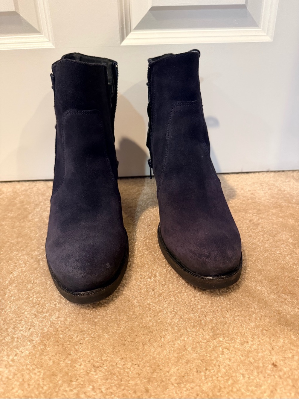 Bos. & Co. Navy Suede Side-Zip Ankle Boots